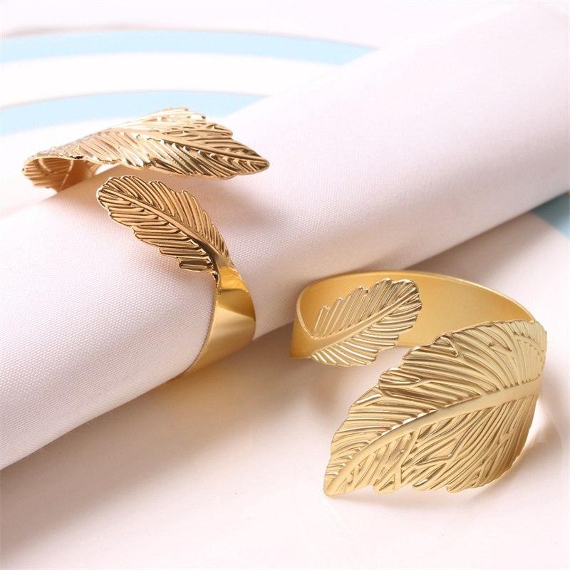 Retaining Cookie Napkin Circle Napkin Ring Serviette Golden Leaves