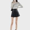 2024 Women's High-Waist PU Leather A-Line Wide-Leg Shorts for Autumn & Winter - Versatile Outdoor Wear