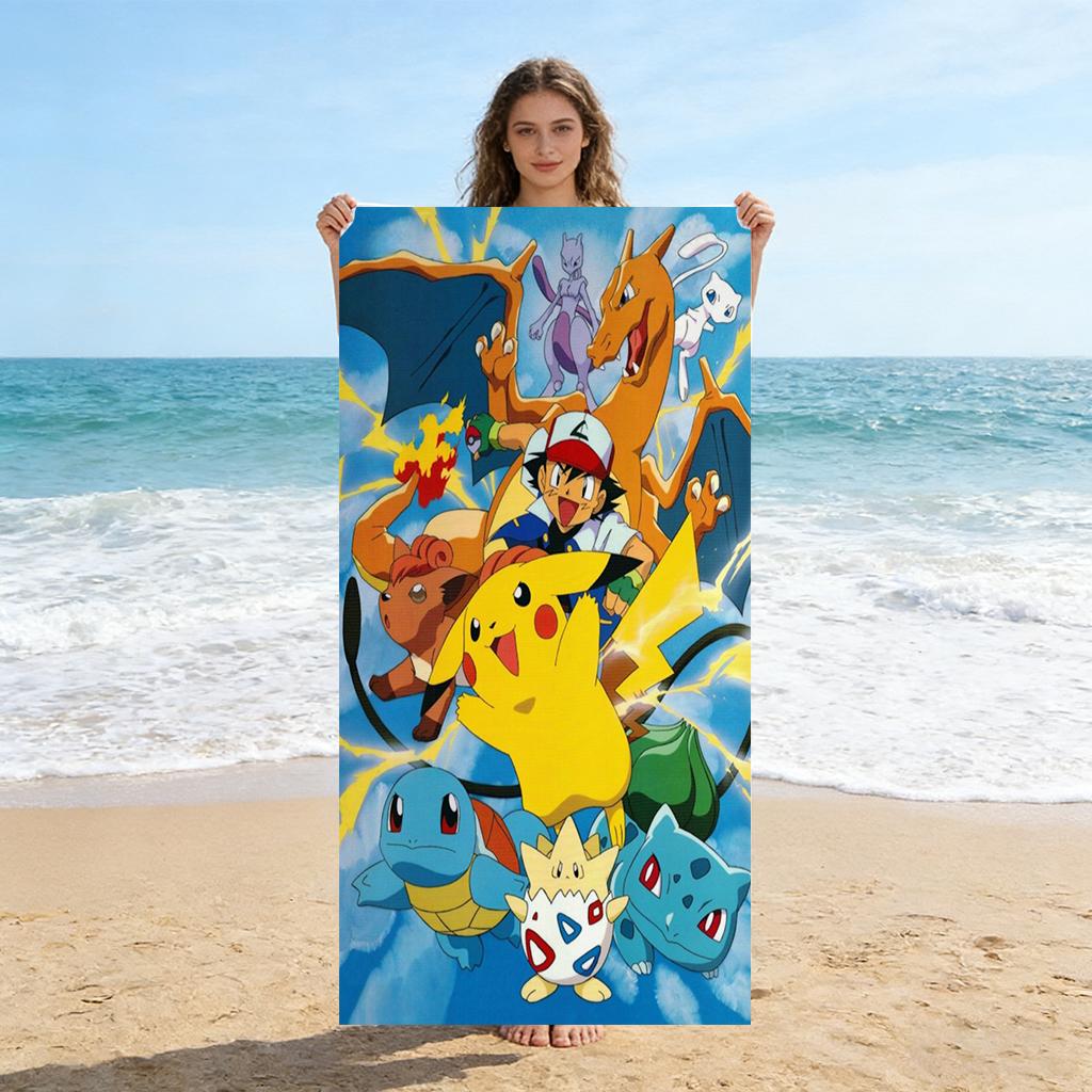 

Pokemon Towel, Kids Beach Towel, Pikachu Cartoon Bath Towel, Soft Microfiber Pool Towel for Children Gift W30*H60(CM)