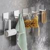 Punch-Free Brushed Stainless Steel Wall Hook - Strong Adhesive, Wall-Mounted, for Kitchen, Toilet, Clothes, Metal Hook.