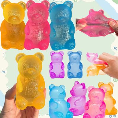 Colorful Gummy Bear Jelly Bean Fudge Squeeze Toy Anti-Stress Fidget Hand Relax Toy Gummy Candy for Stress Release Ages 3+