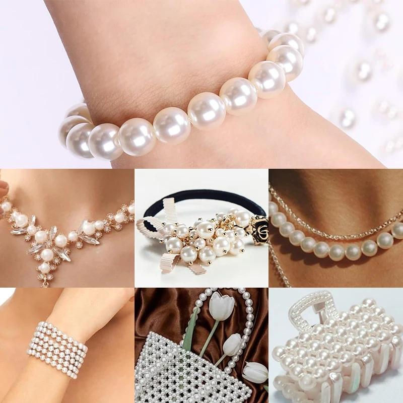 800pcs Artificial Faux Pearl Resin Beads Kit Round Pearl Beads Loose Bracelet Pearls With Hole For DIY Craft Necklaces Jewelry