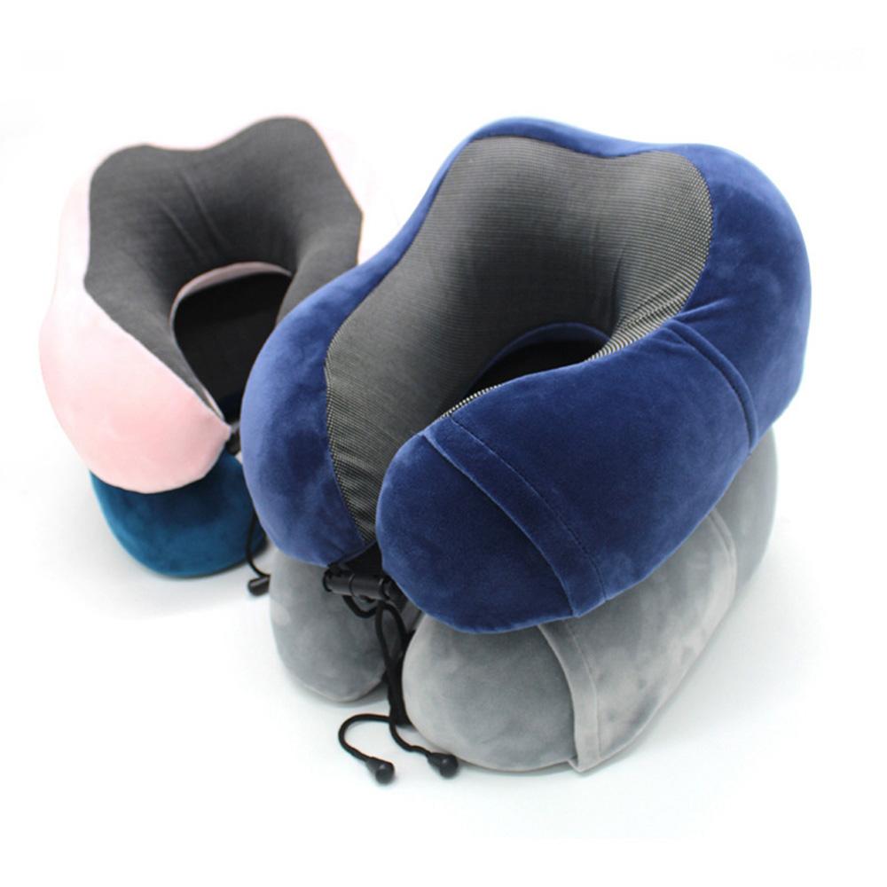 Travel Pillow U-Shape Pure Memory Foam Neck Pillow for Airplane Office Nap Cervical Pillows Flight Sleeping Head Neck Support