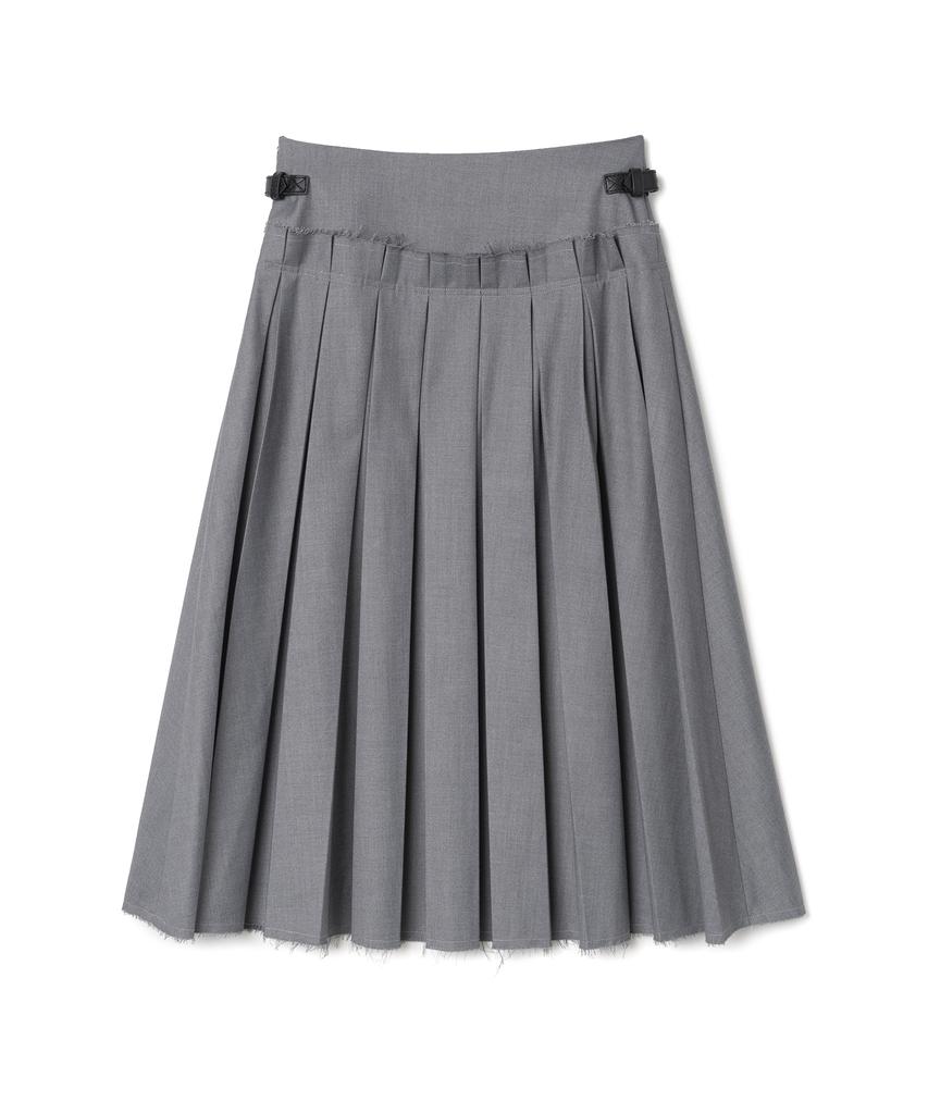 Milo Woman Buckle Pleated Skirt [Gray]