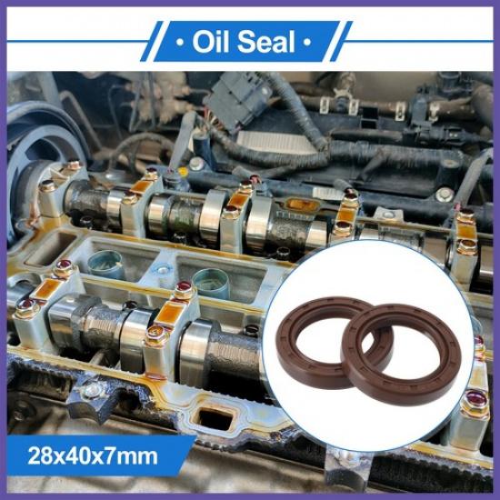 Oil Seal Seal Ring Rotary Shaft Seal FKM Rubber 28x40x7mm Brown 2 Pcs New