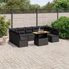 VidaXL Garden Lounge Set with Cushions 10 Pcs, Patio Sofas, Patio Furniture Set, Outdoor Furniture, Black 3271454