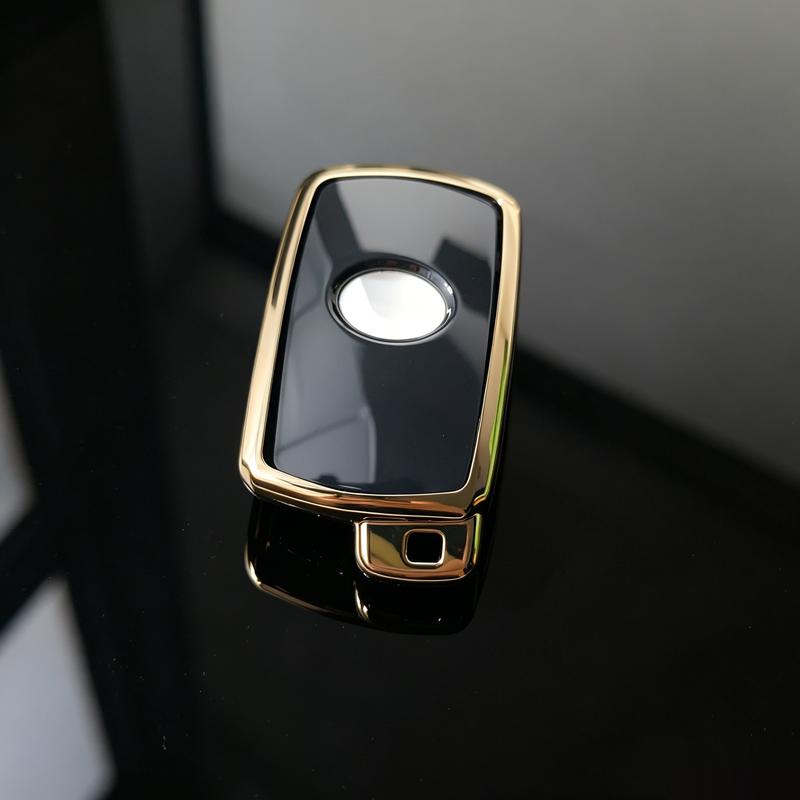 Gold Edged Tpu Fit For Toyota Camry Corolla Rav4 Highlander Avalon 4 Button Smart Auto Key Fob Cover Case Mount Key Ring Auto Accessories