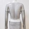 European and American Rhinestone Mesh Long-Sleeve Fishnet T-shirt - Sexy Hot Girl Top
