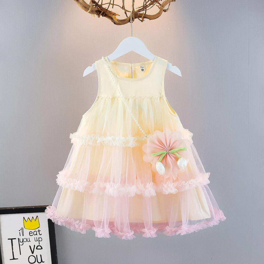 Toddler Infant Girls Sleeveless Tulle Princess Tutu Dress Summer Lightweight Breathable Casual Party Gown