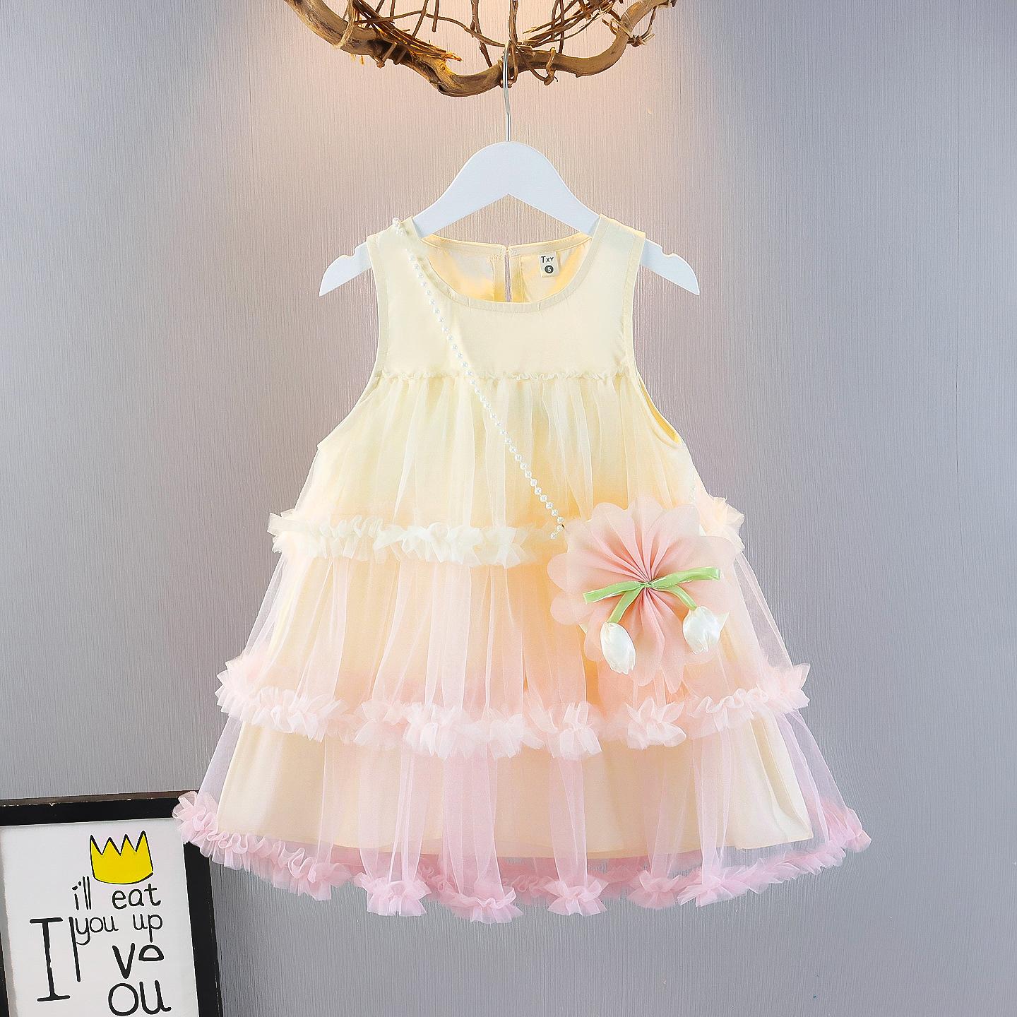 Toddler Infant Girls Sleeveless Tulle Princess Tutu Dress Summer Lightweight Breathable Casual Party Gown 90