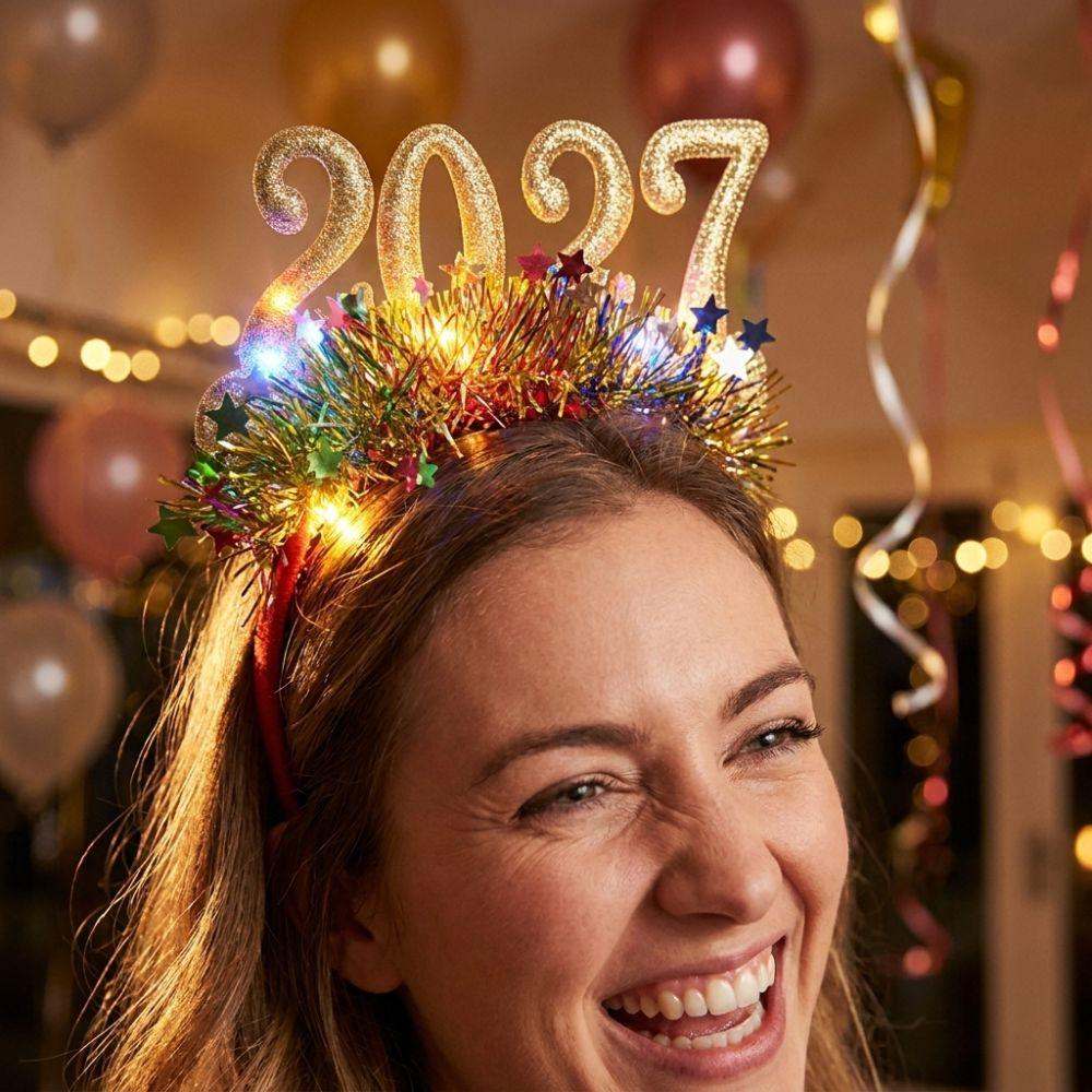 Star Tinsel 2027 New Year Headband Glitter Christmas Head Hoop New Year's Eve Party