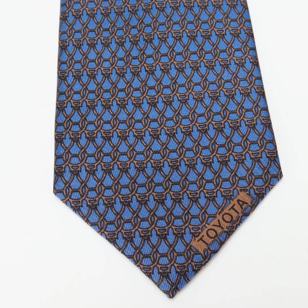 Used HERMES Tie Toyota Limited Edition Silk Blue Brown Suit