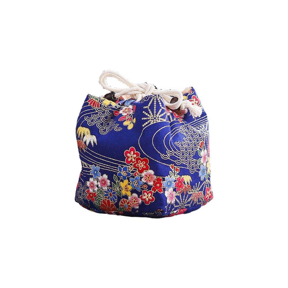Canvas Chinese Style Handbag Cloud Square Flower Wrist Bag Elegant Tea Set Storage Bag  Streetwear