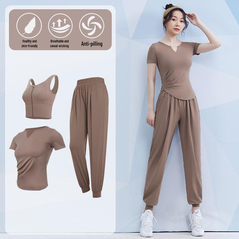 Women's Spring/Summer Yoga Suit Set - Short Sleeve Activewear for Outdoor Runs, Pilates, and Fitness Training