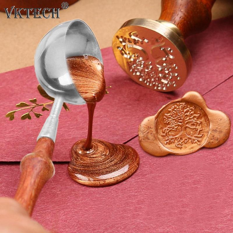Anti-Hot Sealing Wax Spoon Sealing Stamp Wax Melting Spoon Vintage Wood Handle Sealing Wax Spoon Stamps for Scrapbooking
