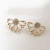 Women Hollow Out Lotus Shaped Rhinestone Inlaid Ear Jacket Earrings Jewelry Gift