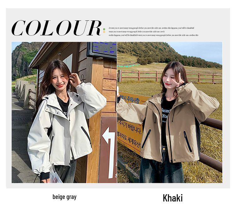 Women's Light Luxury Color Block Hooded Windbreaker - Spring/Autumn Slim Fit Casual Jacket (2025)