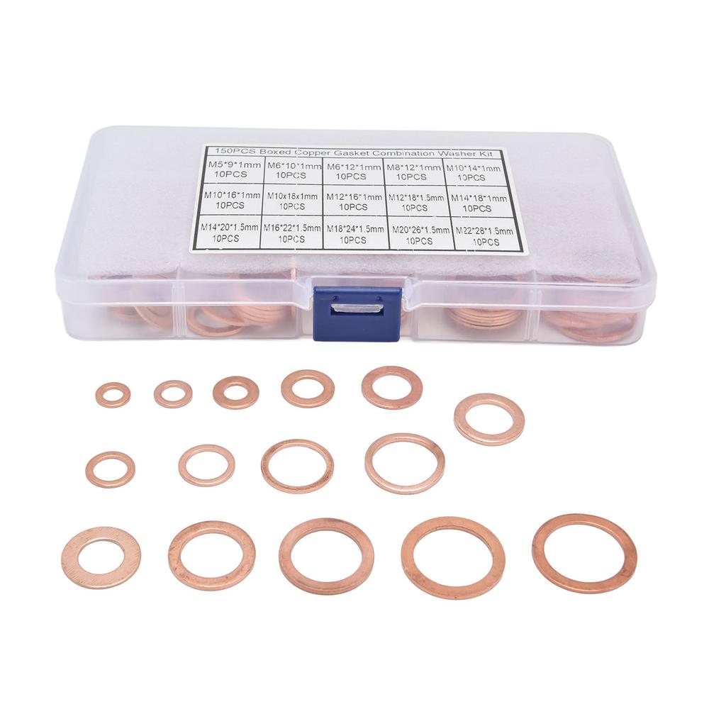 110Pcs Copper Washer Assortment Kit,Copper Washer Copper Gasket Flat Copper Washer Sealing Washer Fasteners Assortment Kit,for Automobiles Pump 110Pcs Copper Washer Assortment Kit,Copper Washer Copper Gasket Flat Copper Washer Sealing Washer Fasteners Assortment Kit,for Automobiles Pump