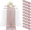 20Pcs Grey Blue Table Runner 40x275cm Gauze Table Runner for Wedding Reception Sheer Bridal Birthday Party Table Decoration