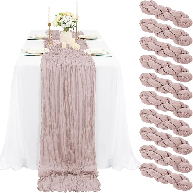20Pcs Grey Blue Table Runner 40x275cm Gauze Table Runner for Wedding Reception Sheer Bridal Birthday Party Table Decoration