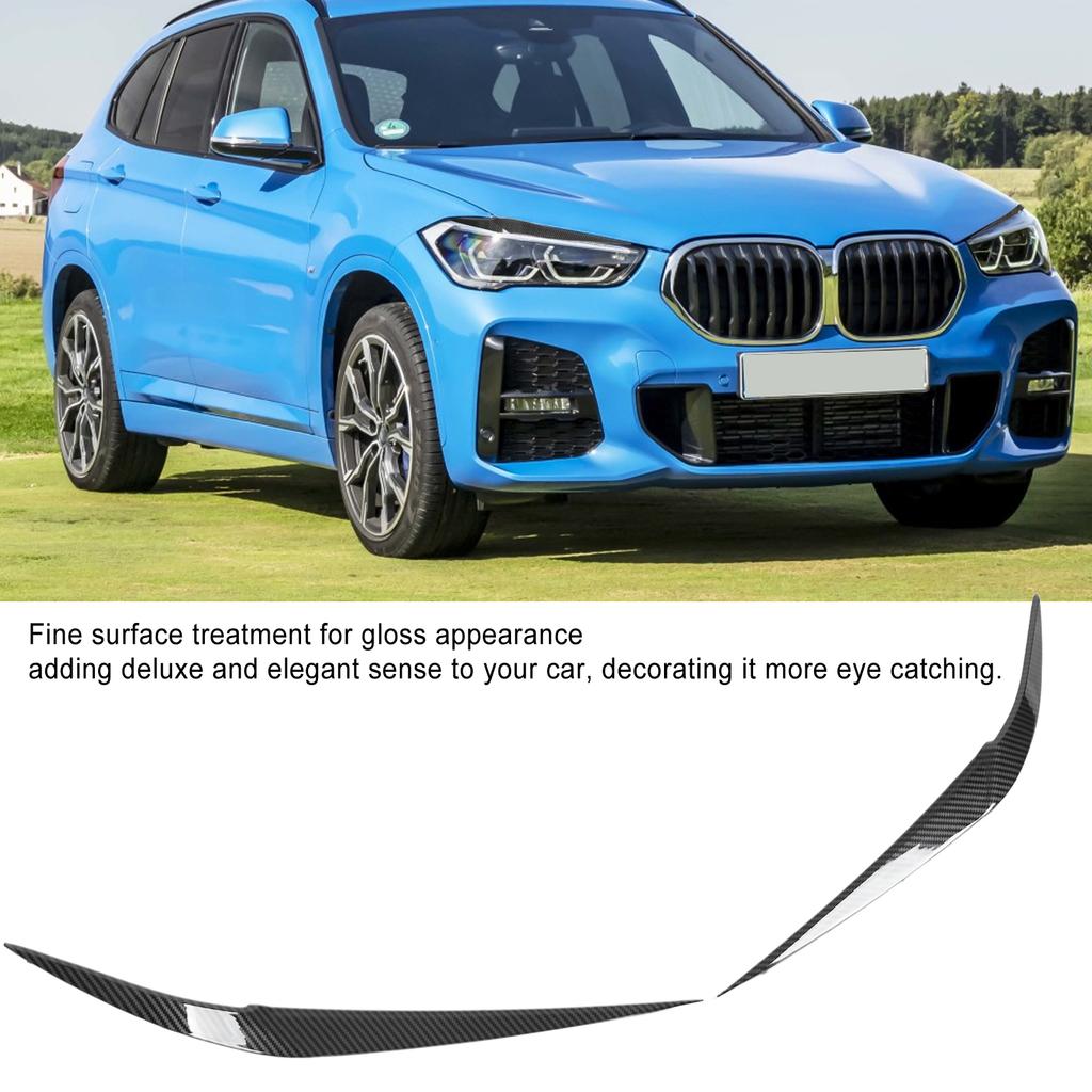 Pair Car Hdlight Eyebrows Front Left Right Trim Exterior Decoration Replacement for X1 F48 2015+(Carbon     )