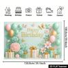 2D Mint Green & Pink Floral Happy Birthday Backdrop Banner Photography Background