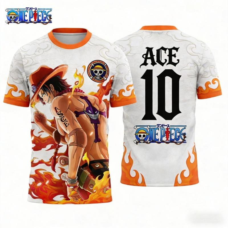 Japan Anime Fire Fist Ace One Piece TShirt Quick Dry Football Jersey Sports Kid Clothing Adult Children's Parent Child T shirts