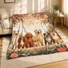 Seven Dogs In Garden Coral Fleece Blanket Pet Lover Decor