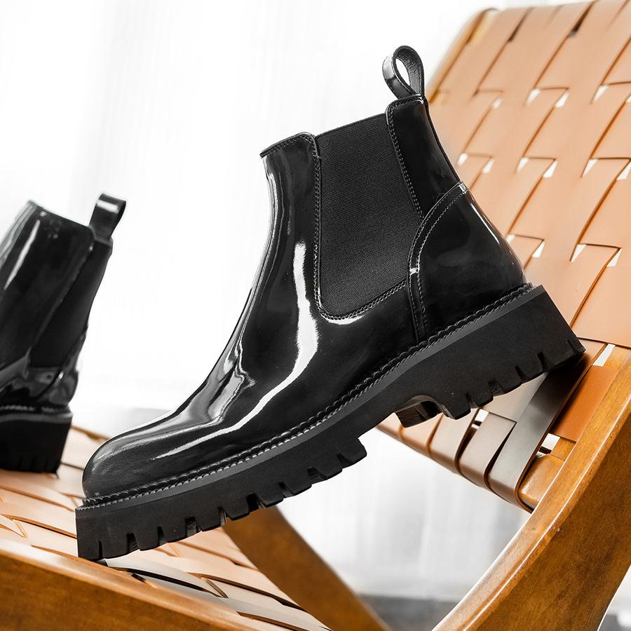 New men's Chelsea leather boots men's big head platform men's boots trendy shoes leather shoes cowhide short boots men