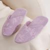 Fashion Elegant Purple Silk Print Design Flat Slippers Women Cozy Warm Fuzzy Brand Home Slipper Lightweight Soft Sole Sandalias De Mujer