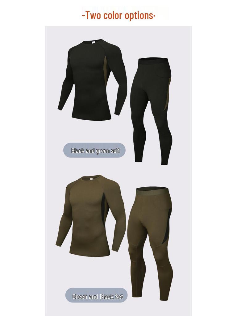 Men's Plus Velvet Thermal Underwear Set: Breathable, Sweat-Wicking, Quick-Drying Base Layer for Cycling, Skiing, Mountaineering.