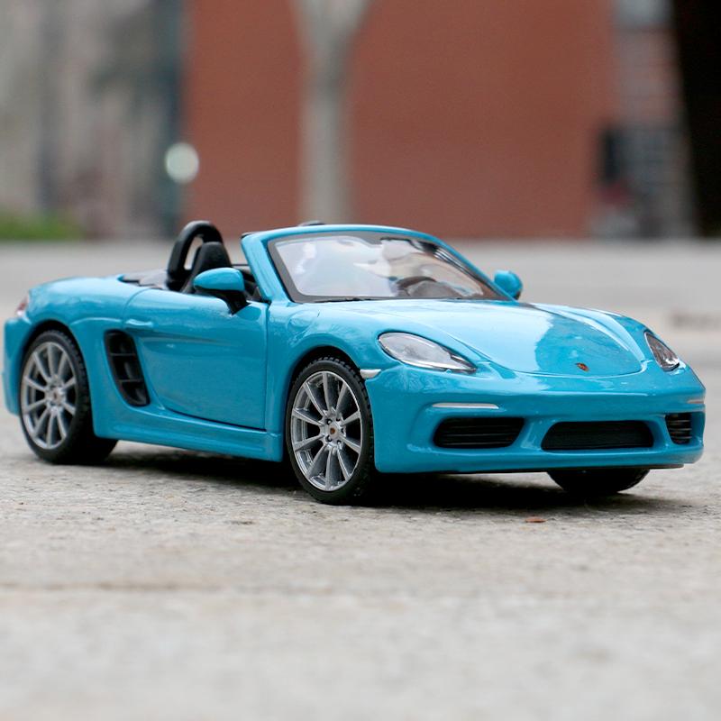 

Burago 1:24 Scale Porsche 718 Boxster alloy racing car Alloy Luxury Vehicle Diecast Cars Model Toy Collection Gift синий