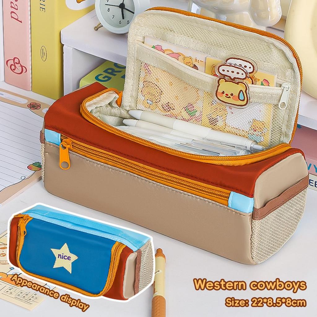 2025  Square Star Pencil Case Multi-function Tote Stationery Bag Aesthetic Unique Multi-layer Pencil Box School Essential