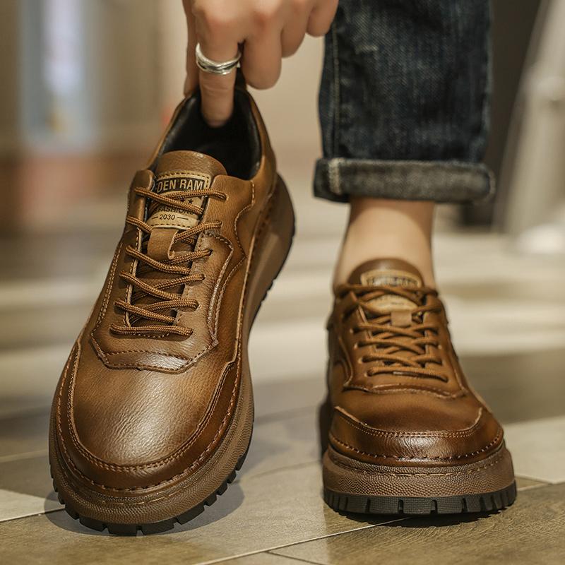 Nové Pánské Ležérní Boty Pravá Kůže Šněrovací Pohodlné Tenisky Pánské Boty Tenis Masculino Vintage Skateboardové Business Boty pro Muže