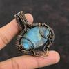 Labradorite Pendant Copper Wire Wrapped Pendant Rainbow Moonstone Pendant Handmade Pendant Gemstone Pendant Copper Wire Jewelry Gift For Her