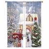 Christmas And Winter Snow Scenery Snowman Curtains For Living Room Bedroom Home Decoration Window Voile Tulle Curtain Drapes