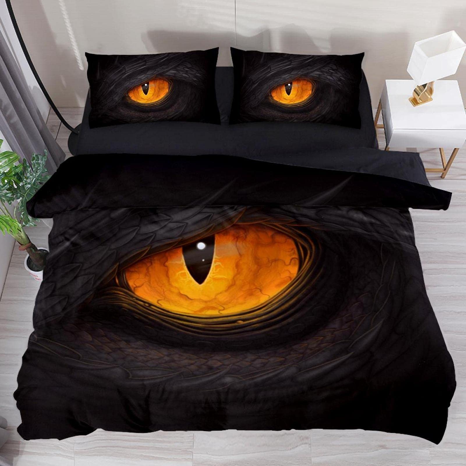 Comforter Yellow Eye Of Black Dragon Fantasy Dragon Large Monster Gothic Bedding Sets Dragon Eyes Comforter 2/3Pcs Comforter (quilt)-EU Single(135*200cm)3pcs