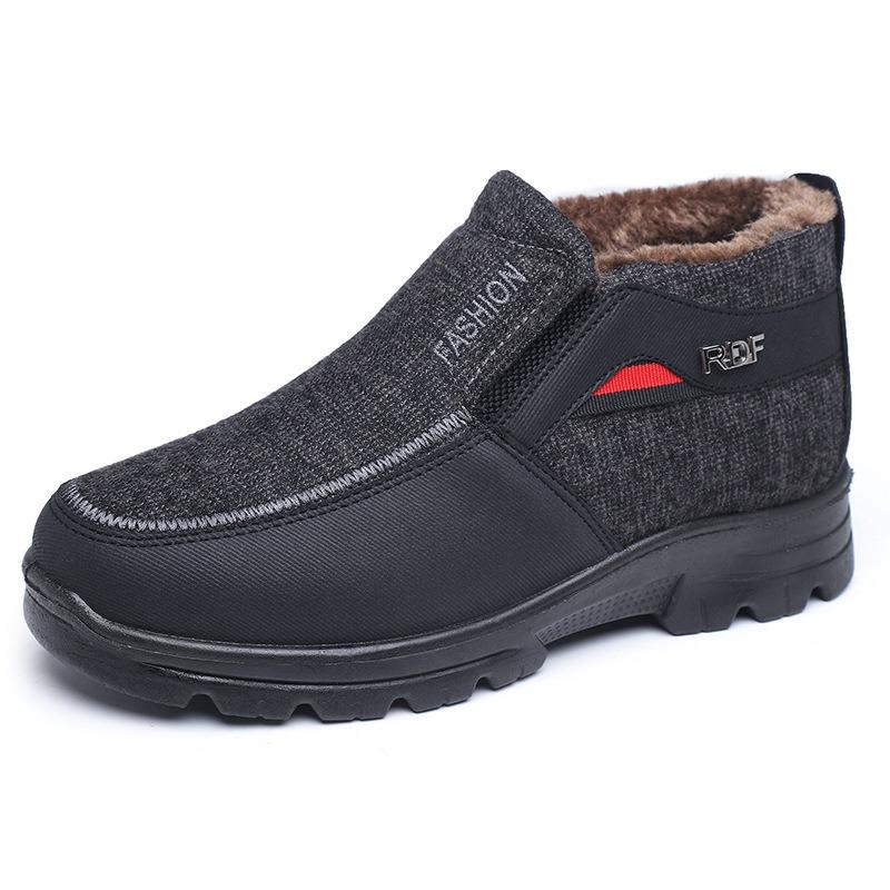 Shoes Men's New Winter Old Beijing Cotton Shoes Platform Men's Snow Boots with Velvet and One Pedal Dad Cotton Shoes