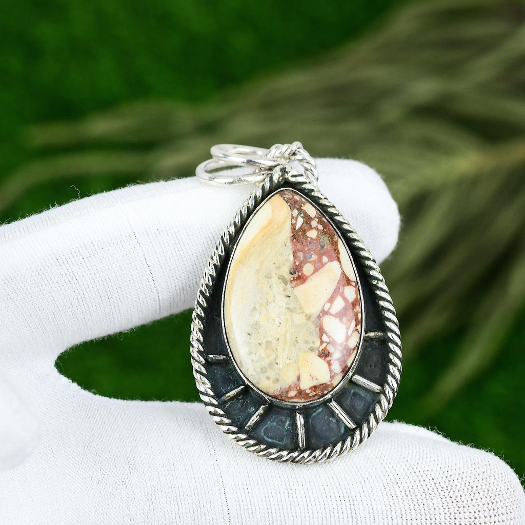 Schwestern-Tag Angebot Roter brekziierter Mookait Stein 925 Sterlingsilber Ehefrau Anhänger