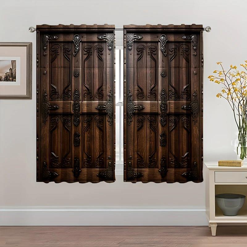 New fashionable wooden door decorative printed curtains, pole bag home decoration, room decoration