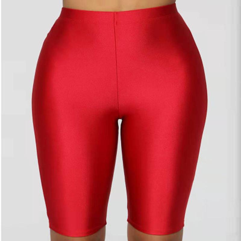 Women's Shorts Summer Smooth Elastic Pearlescent High Waist Tight Skinny Cycling Pants