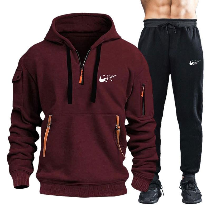 Mens Sporty Casual Fleece Tracksuit Set