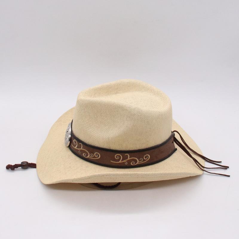 Hard Top Sunshade Hard Straw Hat Ethnic Style Western Cowboy Hat Men And Women Spring And Summer Beach Seaside Travel Vacation Hat