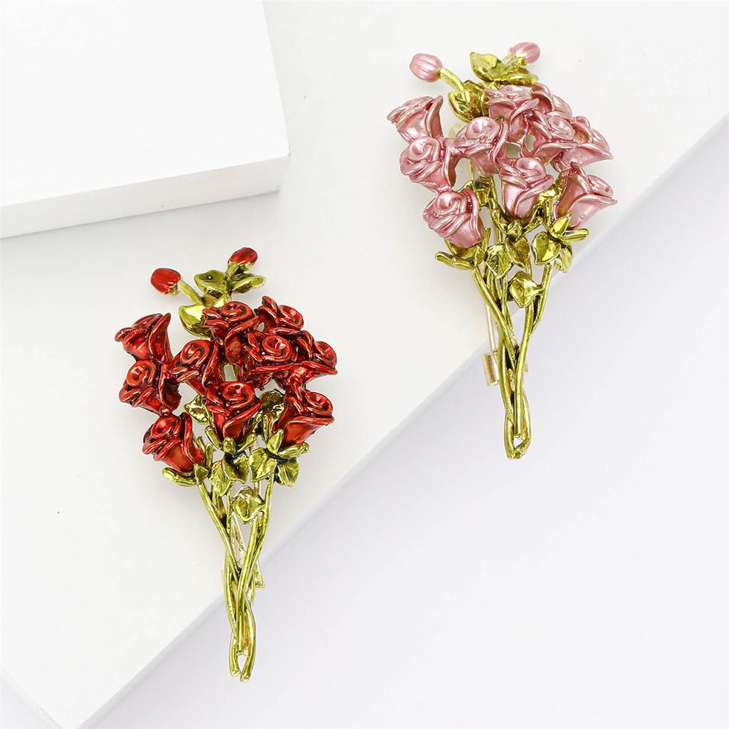 Elegant Rose Bouquet Brooch For Women Crafted In High Quality Alloy Perfect For Weddings And Formal Events