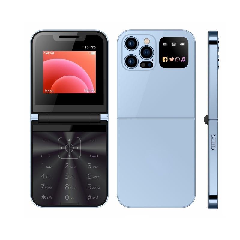 

I15pro Mini Flip Small Mobile Phone, Button Old Man Machine 2G Folding Mobile Phone, Non-smart Phone синий