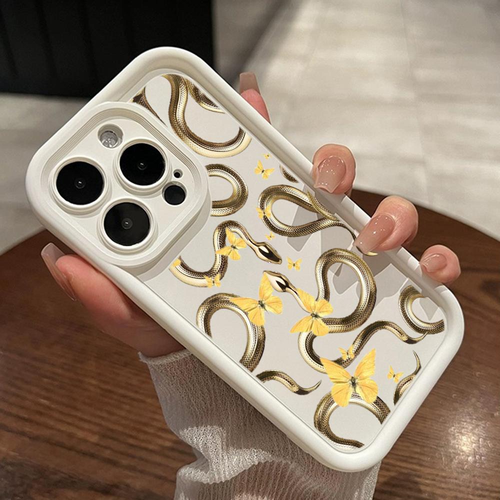 LZ5 Butterfly Black Gold Snake Silicone Phone Case for Xiaomi 11 Lite 5G 14T Redmi 14C 13C A3 Note 12 11 9 10 13 Pro Plus Shockproof Back Cover