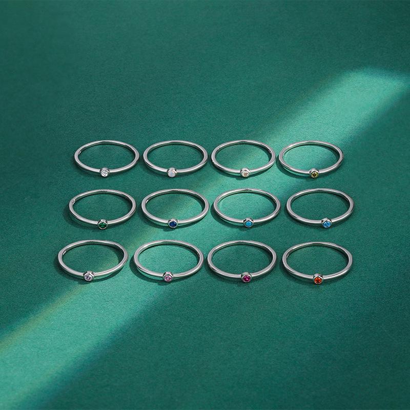 12 Constellations S925 Sterling Silver Zircon Ring for Women - Diamond-Set Japanese Light Luxury