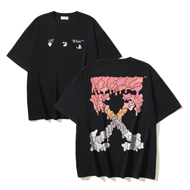 Off-White 2025 Sommer Neu OW Auflösender Pfeil Schmelzend Bedrucktes Kurzarm-T-Shirt für Männer und Frauen