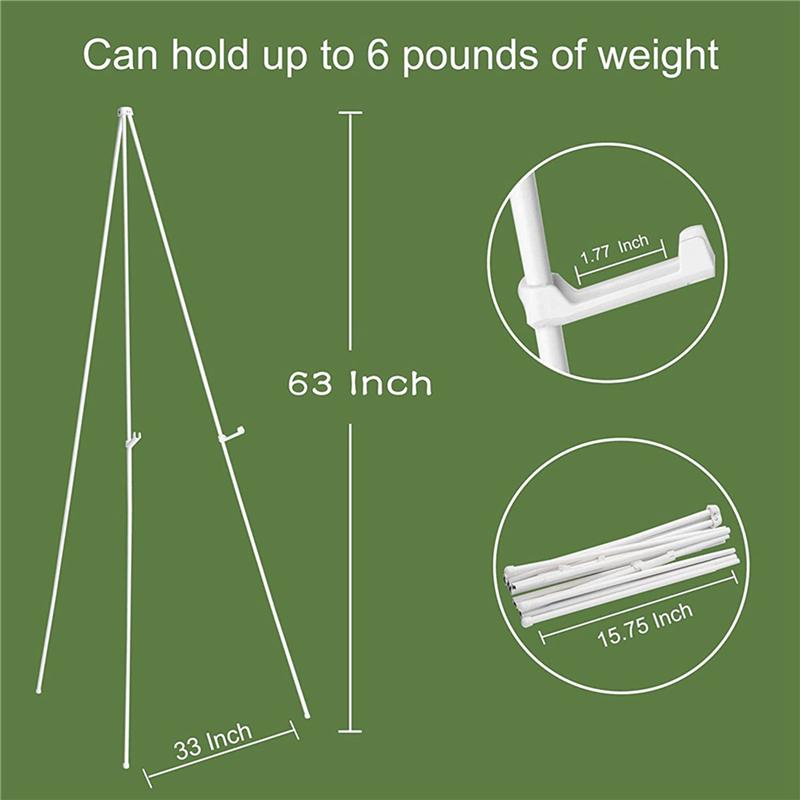 2X White Easel Stand For Display Wedding Sign & Poster-63Intall Easels For Display Holder-Collapsable Poster Easel