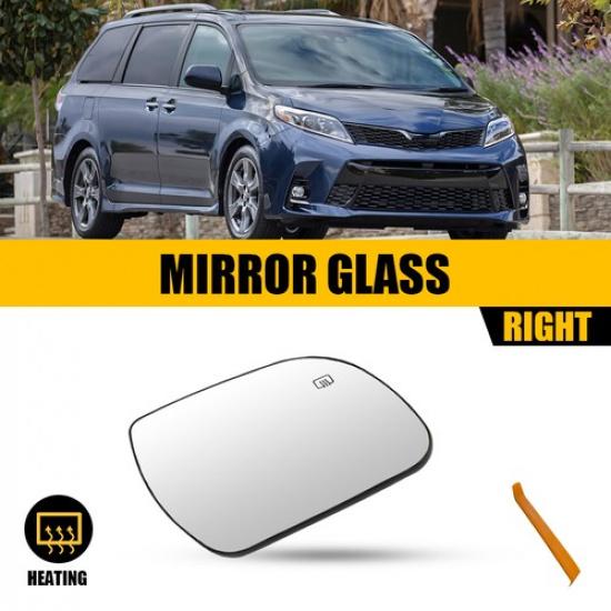 Left/Right Side Heated Mirror Glass Clear Replacement For Toyota Sienna 2011-19